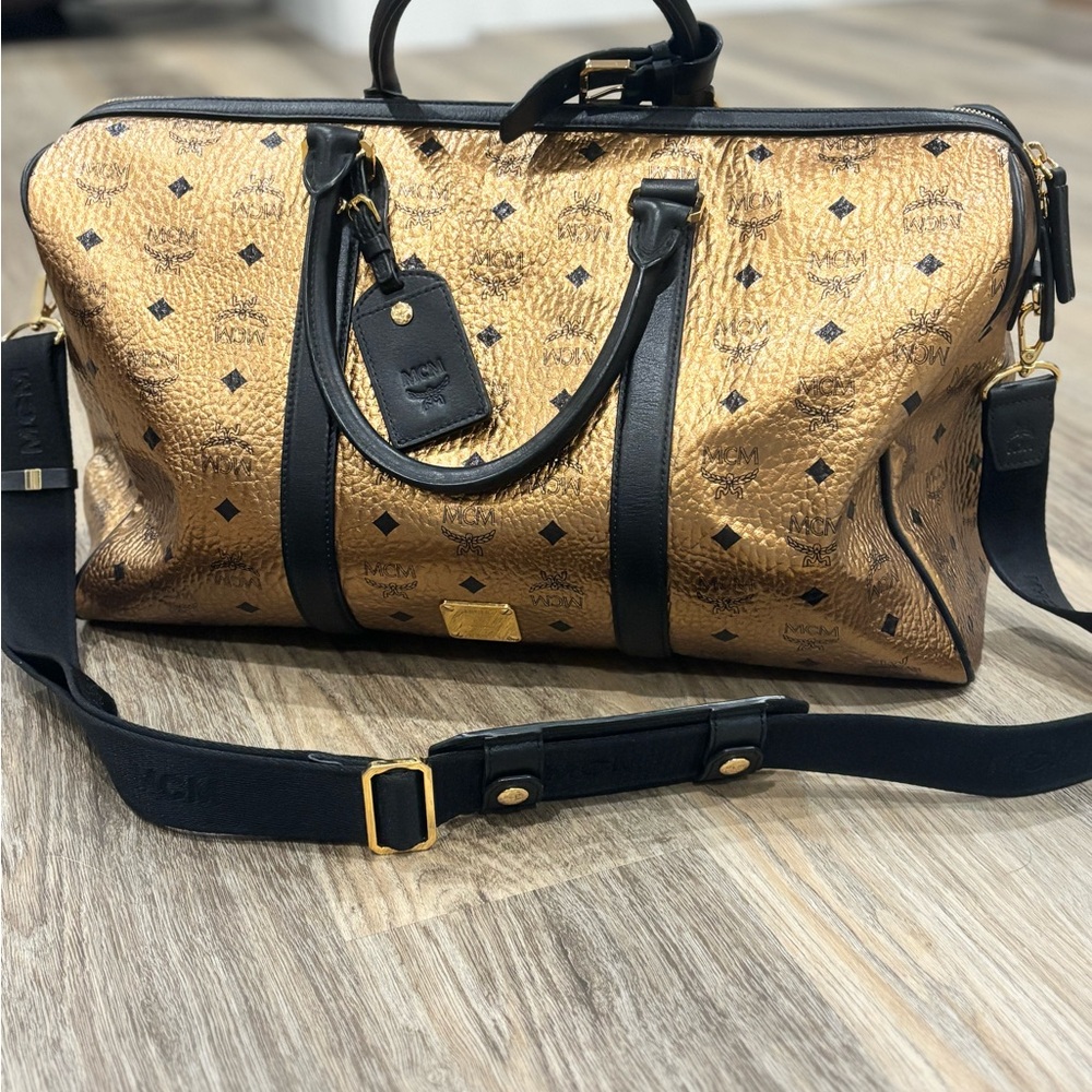 Luxury Metallic Gold and Black Weekender Bag